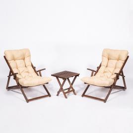 Set mobilier gradina - terasa cu scaune tip sezlong, masuta si perne, lemn de...