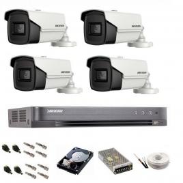 Sistem de supraveghere Hikvision Turbo HD, 4K / 8,3 Mp, 4 camere IR 60 m