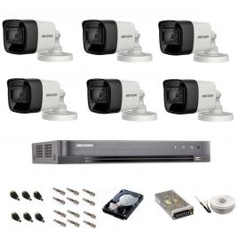 Sistem de supraveghere Hikvision Turbo HD, 4K / 8,3 Mp, 6 camere IR 30 m