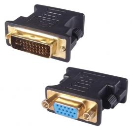 Adaptor DVI-I 24+5 PIN Tata - VGA HD15 Mama, Model Negru - pentru Monitor, Proiector, Sisteme Video DVI-I