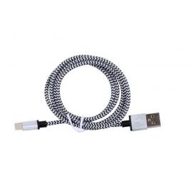 Cablu USB A - USB Tip C, Model Zebra, 2m Lungime - Cablu de Date Textil, Incarcator Mufe Tip C