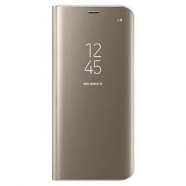 Husa Book Clear view compatibil Samsung A6 Plus 2018 gold