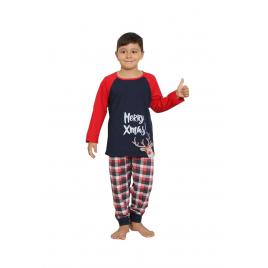 Pijama baieti Craciun ,8-9 ani bumbac, REN rosu/bleumarin