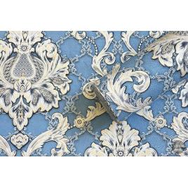 Tapet de vinil in relief Tiffany decor albastru deschis Art.1191/4 pentru dormitor dimensiune rola 106 x 10m