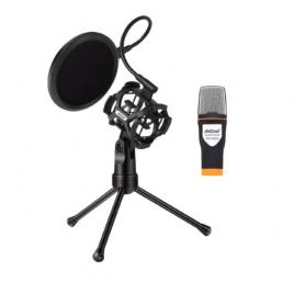 microfon condensator cu cablu + filtru pop + trepied de inalta calitate