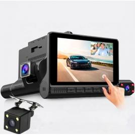 Camera auto tripla full hd 1080p, monitor 4inch touchscreen, bord+habitaclu+spate 170 grade