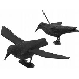 Corb cioara cu aripile intinse artificiala decorativa pentru alungarea porumbeilor sau a altor pasari nedorite
