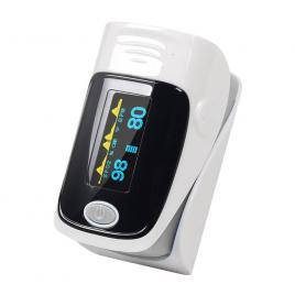 Pulsoximetru de deget pentru masurare nivel saturatie oxigen sange + puls, copii si adulti , baterii incluse, Gri/Alb
