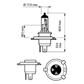 BEC FAR H4 P43t 60/55W 12V VISION cutie PHILIPS