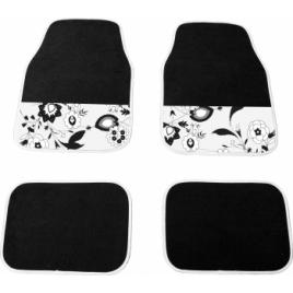 Covorase mocheta Black and White Flower 4buc
