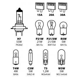 Kit becuri si sigurante 11buc 12V - halogen H7