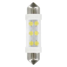 Bec tip LED 24V sofit cu 6 leduri 11x41mm SV8 5-8 2buc - Alb