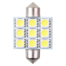Bec led - 9SMD 12V sofit T11x36mm soclu SV8 5-8 2buc - Alb