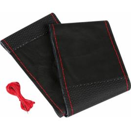 Husa volan piele Sport - Lampa - L - and Oslash 37-39cm - Negru/Rosu