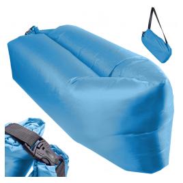 Saltea Auto Gonflabila Lazy Bag tip sezlong 230 x 70cm culoare Albastru pentru camping plaja sau piscina