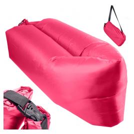 Saltea Auto Gonflabila Lazy Bag tip sezlong 230 x 70cm culoare Roz pentru camping plaja sau piscina