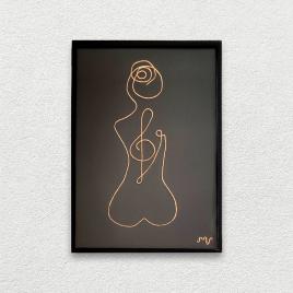 Tablou femeie nud meloman – 21x30cm – lady 2218