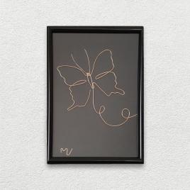 Tablou placat cu aur, fluture, 16×21 cm – cod.3307