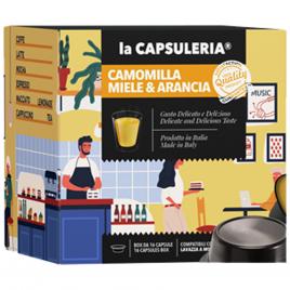 Set 128 capsule ceai de Musetel cu Miere si Portocale, compatibile Lavazza a Modo Mio, La Capsuleria