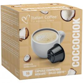 Set 16 capsule Coccociok, Ciocolata calda alba cu cocos, compatibile Nescafe Dolce Gusto, La Capsuleria