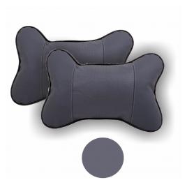 Set 2 buc. perne tetiere auto pentru sustinere gat din piele ecologica culoare GRI INCHIS