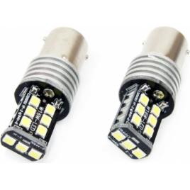 Set becuri auto cu LED CANBUS P21W BA15S 15 SMD 7.5W Alb 12/24V