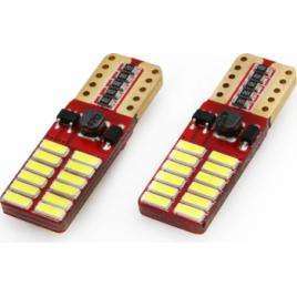 Set becuri auto cu LED CANBUS T10e W5W 24 SMD Alb 12V/24V