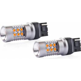 Set becuri auto cu LED CANBUS W21W T20 24 SMD 6.2W Orange 12/24V