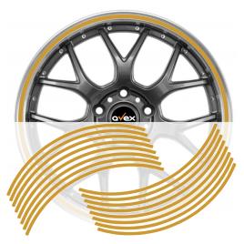 Set 16 inele din autocolant pentru jante culoare Gold Lucios