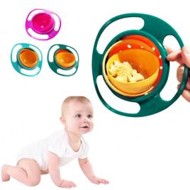 Bol rotativ cu protectie anti-varsare pentru bebelusi (culoare: verde)
