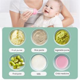 Sticla din silicon pentru bebelusi cu lingurita (culoare: verde)