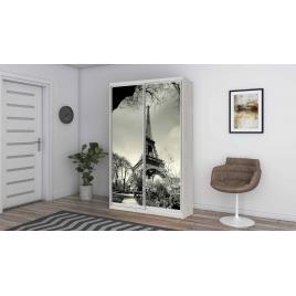Dressing Eiffel cu fotoprint, alb murdar, 120x225x60 cm, 2 usi culisante