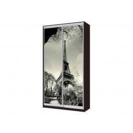 Dressing Eiffel cu fotoprint, wenge, 120x225x60 cm, 2 usi culisante