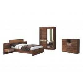 Set Dormitor Atena, Nuc, Dulap 150 cm, Pat 160x200 cm, 2 noptiere, comoda