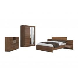 Set Dormitor Effect, Nuc, Dulap 150 cm, Pat 160x200 cm, 2 noptiere, comoda