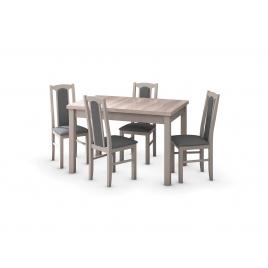 Set masa extensibila 140x180cm cu 4 scaune tapitate, MB-21 Modena1 si S-37 Boss7 S11, sonoma, lemn masiv de fag, stofa