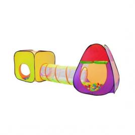 Cort de joaca pentru copii, 3 in 1, igloo si cub, cu tunel, 200 bile, husa, 280x83x100 cm