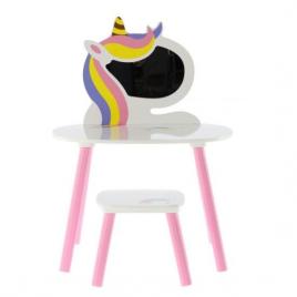 Masuta de toaleta unicorn, pentru copii, alb/roz, 60x40x44/80 cm, chomik