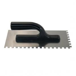 Gletiera inox cu zimti 6x6 mm maner plastic 13x27 cm