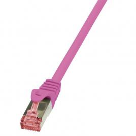 Cablu de retea din fibra optica , logilink , cat.6 s/ftp pimf , 10m , roz