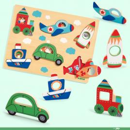 Puzzle djeco vehicule cu surprize