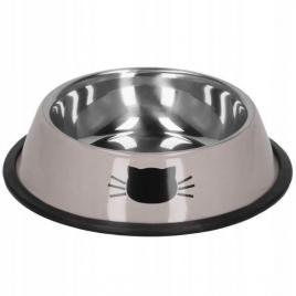 Castron bol pentru caine pisica rotund inox bej 12 cm