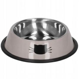 Castron bol pentru caine pisica rotund inox bej 12 cm