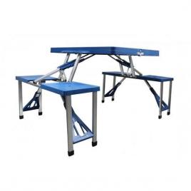 Set mobilier camping masa si scaune pliabile albastru  131x82x66 cm
