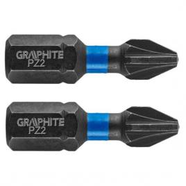 Set varfuri biti de impact pz2 1 4   2 buc pz2x25 mm graphite