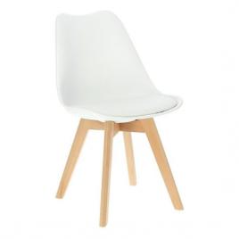 Scaun stil scandinav sezut pu alb 48.5x54x82 cm oslo