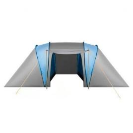 Cort turistic 4 persoane cu plasa tantari husa albastru si gri 400x140x210 cm isotrade