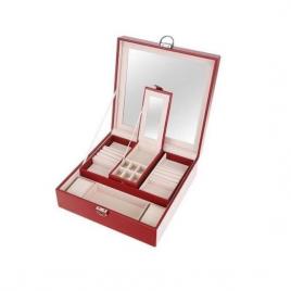 Cutie pentru bijuterii cu oglinda rosu 25.5x25.5x9 cm