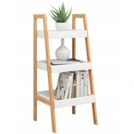 Raft depozitare biblioteca bambus mdf 3 polite alb 34x30x75 cm