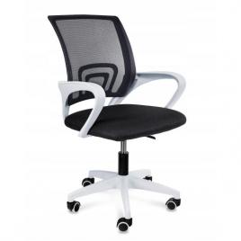Scaun de birou rotativ cu plasa cotiere alb si negru 54x54x95  cm